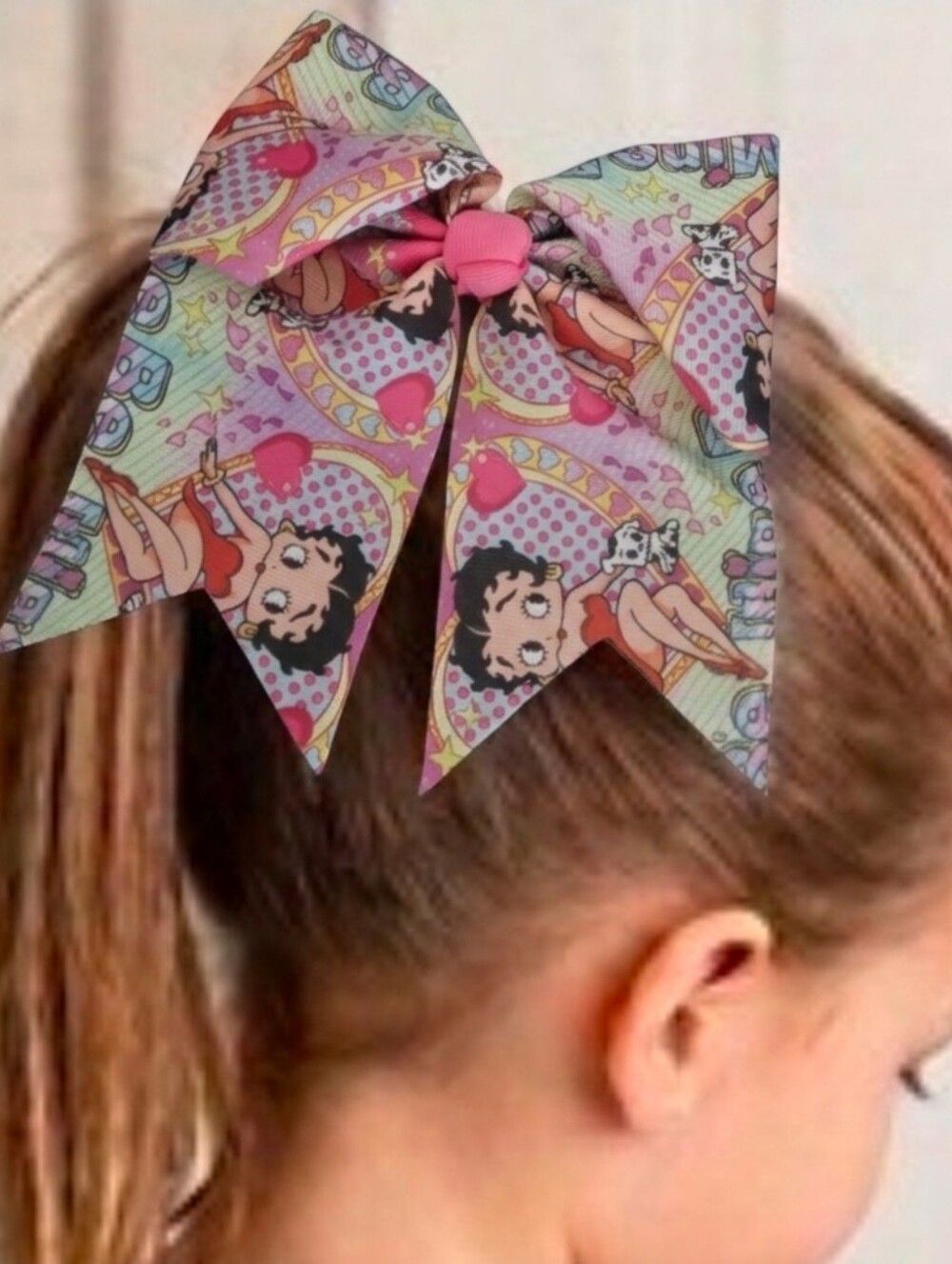 BETTY BOOP Multicolor Hearts and Stars Cheer Hair Bow
